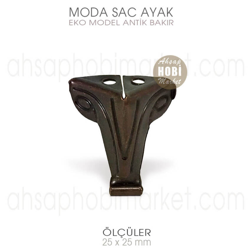 Moda Sac Kutu Sandık Ayağı Ekonomik (25x25 mm) Antik Bakır - 1