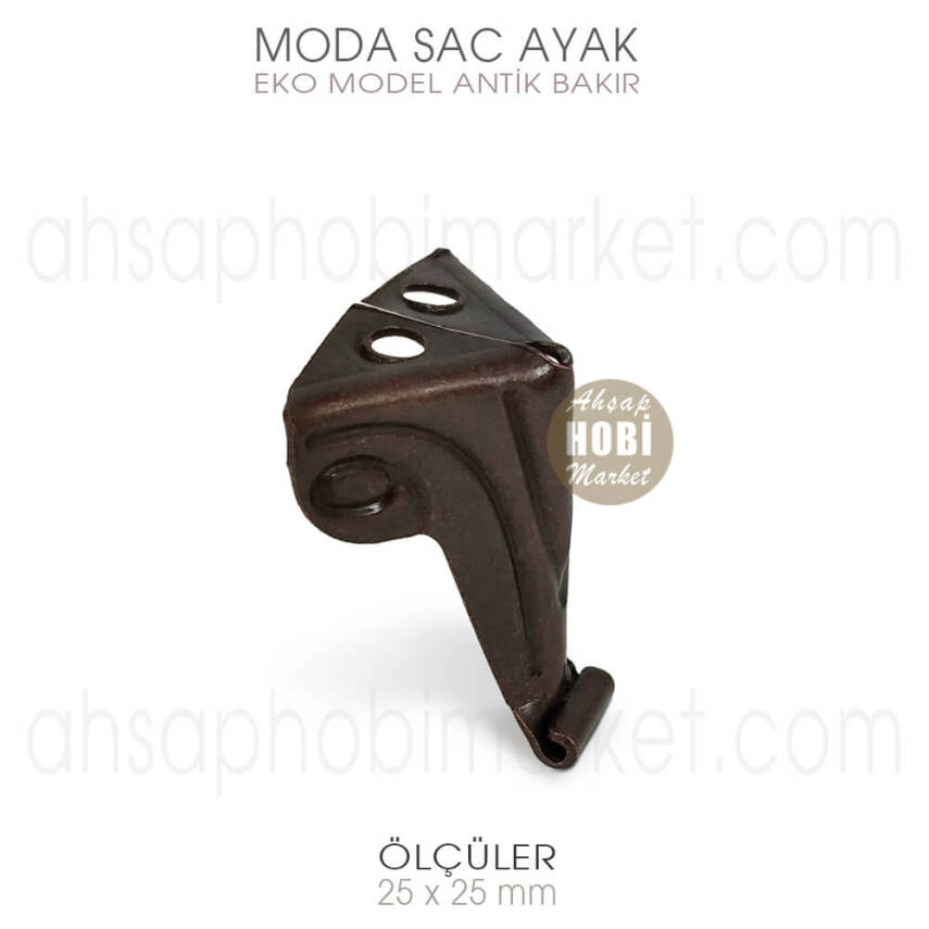Moda Sac Kutu Sandık Ayağı Ekonomik (25x25 mm) Antik Bakır - 2