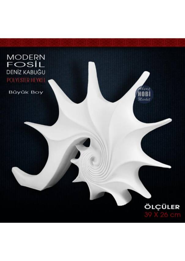Modern Fosil Deniz Kabuğu Heykeli (39x26 cm) Nautilus Biblo - 2
