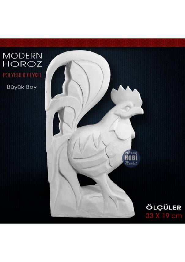 Modern Horoz Biblo Heykeli (33X19 cm) Ham Polyester - 2