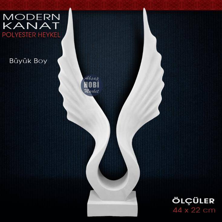 Modern Kanat Heykel Biblo (44x22 cm) Ham Polyester - 1