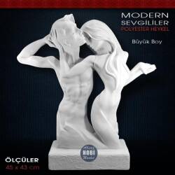 Modern Sevgililer Heykeli (45x43cm) Ham Polyester - Tual Hobi Sanat