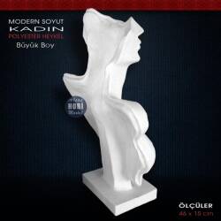 Modern Soyut Kadın Heykeli Büyük Boy (46x15 cm) Ham Polyester - Tual Hobi Sanat