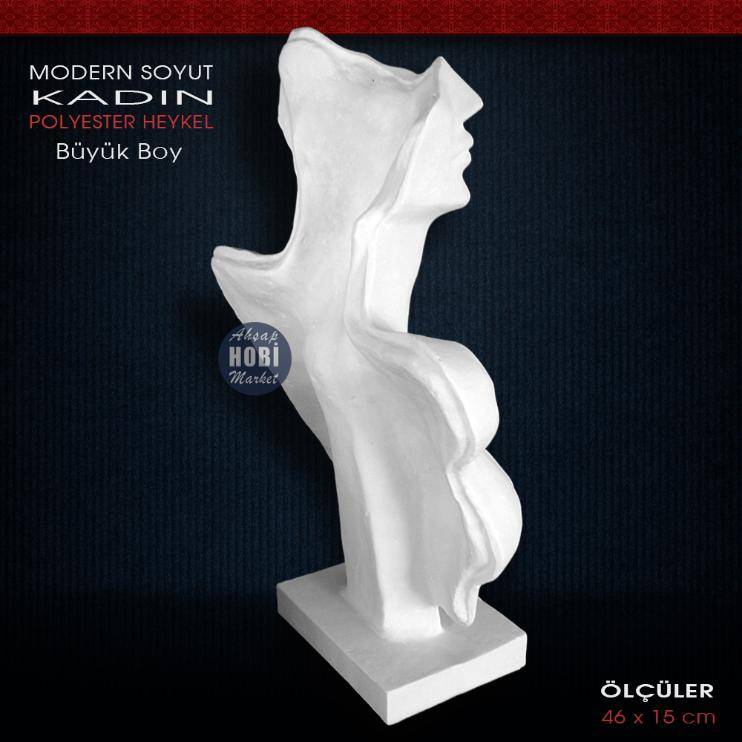 Modern Soyut Kadın Heykeli Büyük Boy (46x15 cm) Ham Polyester - 1