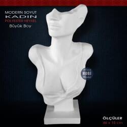 Modern Soyut Kadın Heykeli Büyük Boy (46x15 cm) Ham Polyester - Tual Hobi Sanat (1)