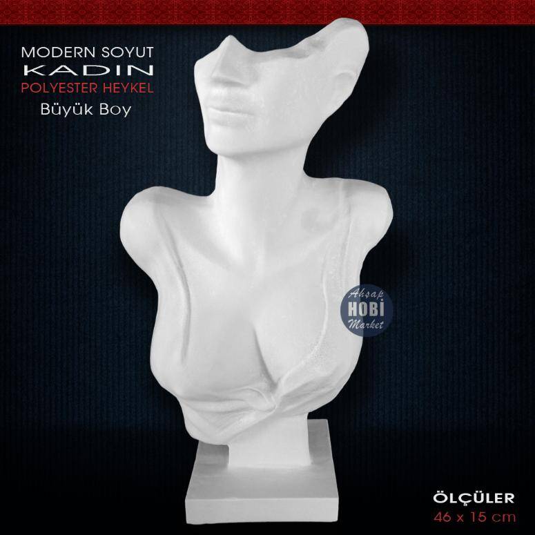 Modern Soyut Kadın Heykeli Büyük Boy (46x15 cm) Ham Polyester - 2