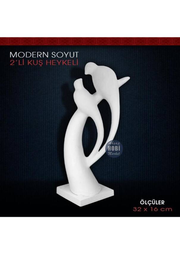Modern Soyut Kuşlar Heykel Biblo (32X16 cm) Ham Polyester - 1