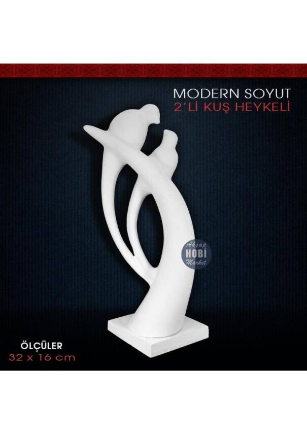 Modern Soyut Kuşlar Heykel Biblo (32X16 cm) Ham Polyester - 2