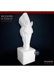 Modern Su İçen At Biblo Heykeli (34x10 cm) Ham Polyester - Tual Hobi Sanat