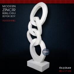 Modern Zincir Biblo Heykeli Büyük Boy (45x17 cm) Ham Polyester - Tual Hobi Sanat