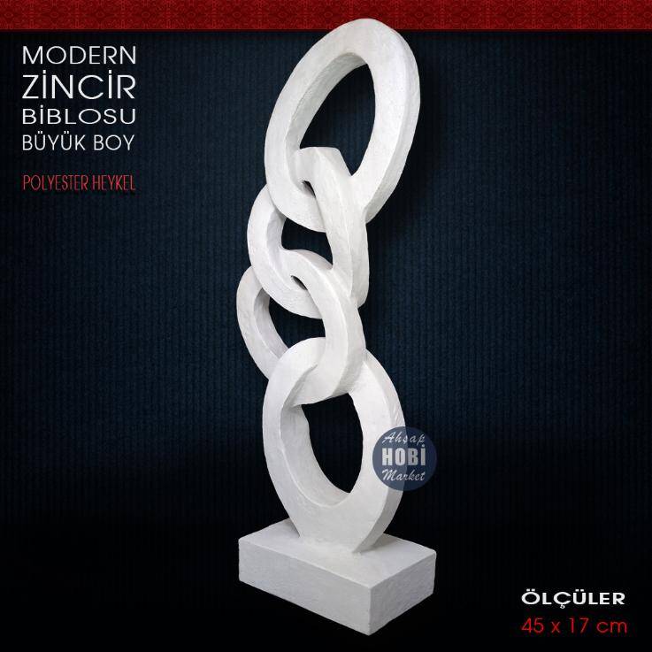 Modern Zincir Biblo Heykeli Büyük Boy (45x17 cm) Ham Polyester - 1