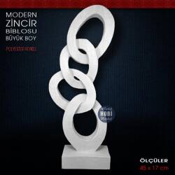 Modern Zincir Biblo Heykeli Büyük Boy (45x17 cm) Ham Polyester - Tual Hobi Sanat (1)