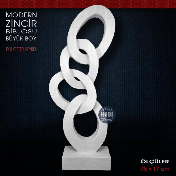 Modern Zincir Biblo Heykeli Büyük Boy (45x17 cm) Ham Polyester - 2