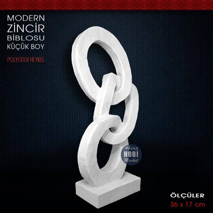 Modern Zincir Biblo Heykeli Küçük Boy (36x17 cm) Ham Polyester - 1