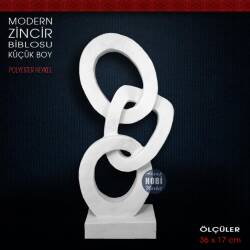 Modern Zincir Biblo Heykeli Küçük Boy (36x17 cm) Ham Polyester - Tual Hobi Sanat (1)