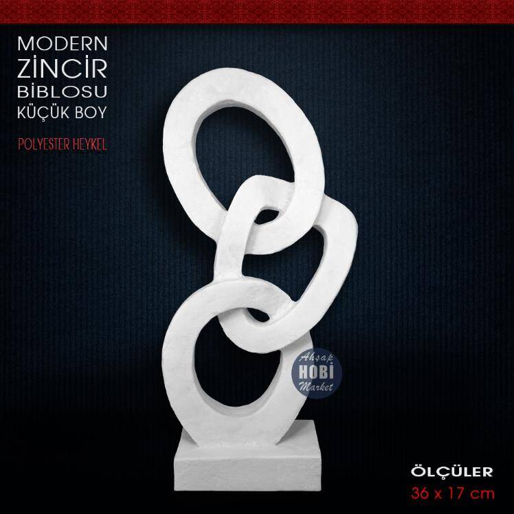 Modern Zincir Biblo Heykeli Küçük Boy (36x17 cm) Ham Polyester - 2