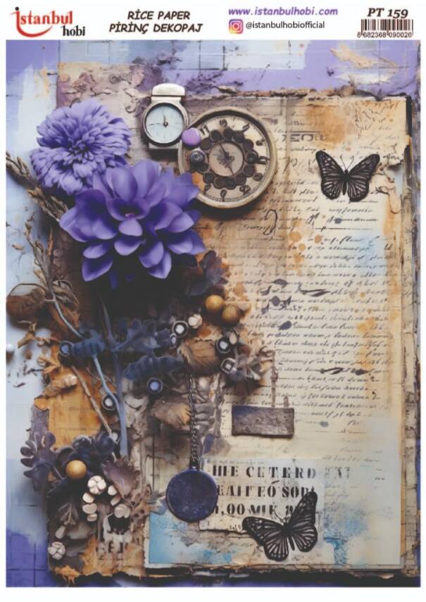 Mor Çiçek Desenli Pirinç Dekopaj Model : PT 00159 - 1