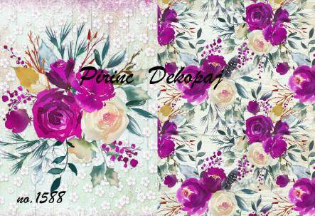 Mor Çiçekli Pirinç Dekopaj Model : 1588 - 1