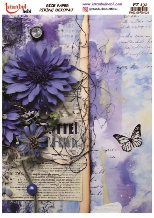 Mor Kasımpatı Desenli Pirinç Dekopaj Model : PT 00131 - 1