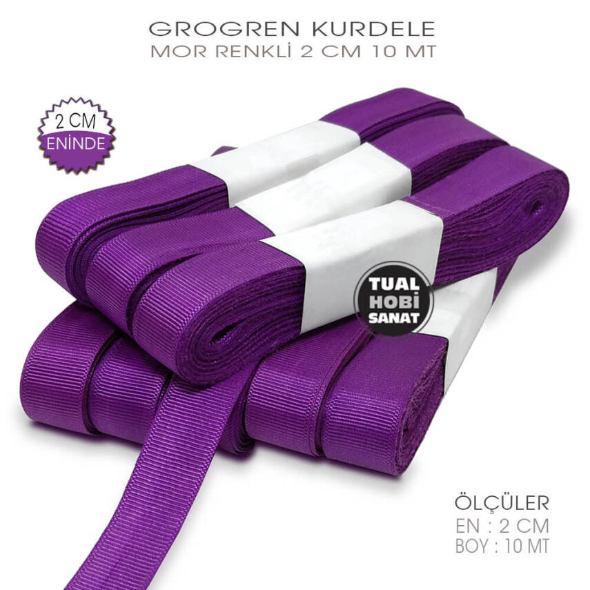Mor Renkli Grogren Kurdele (Genişlik 2 cm) 10 Metre - 1