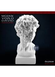 Mozaik Yüzlü David Büstü Heykeli (33x17 cm) Ham Polyester - Tual Hobi Sanat (1)