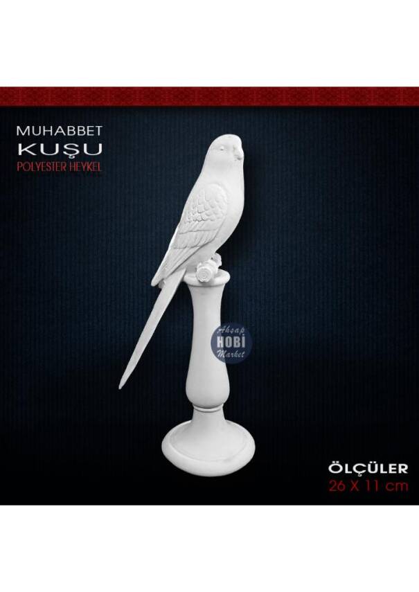 Muhabbet Kuşu Biblo Vintage (26x11 cm) Ham Polyester - 1