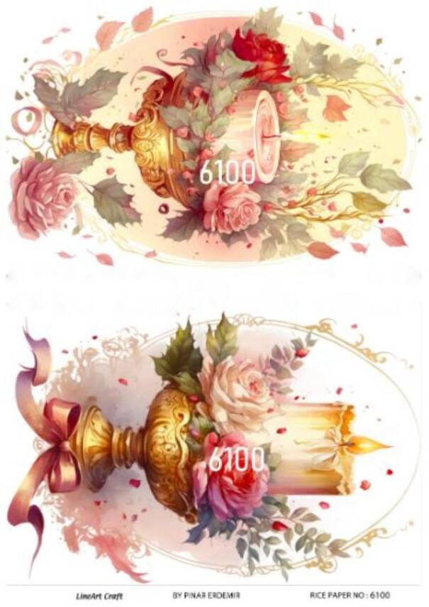 Mum ve Çiçek Desenli Pirinç Dekopaj Model : 6100 - 1