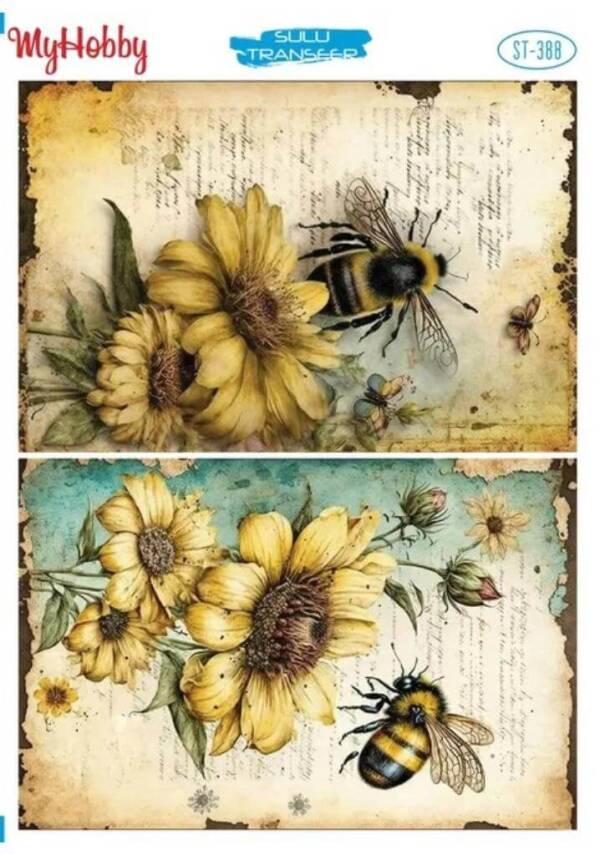 My Hobby Çiçek Arı Desenli Sulu Transfer ST-388 - 1