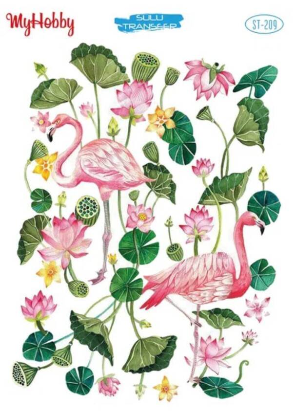 My Hobby Çiçek Flamingo Desenli Sulu Transfer ST-209 - 1