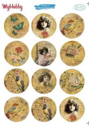 My Hobby Çiçek Kuş Desenli Sulu Transfer ST-213 - MyHobby