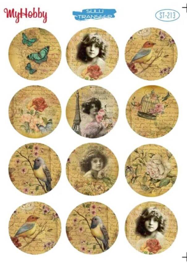 My Hobby Çiçek Kuş Desenli Sulu Transfer ST-213 - 1