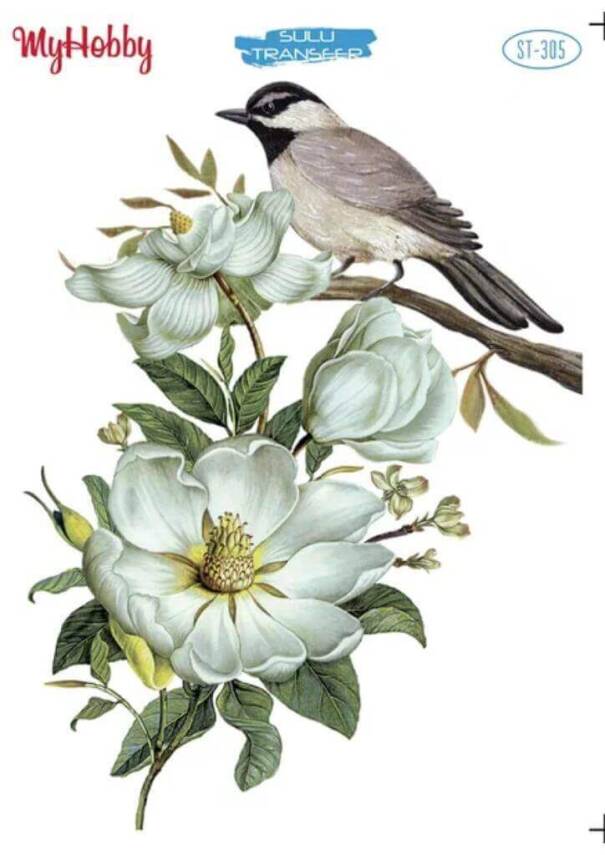 My Hobby Çiçek Ve Kuş Desenli Sulu Transfer ST-305 - 1