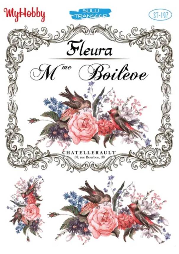My Hobby Çiçek ve Yazı Desenli Sulu Transfer ST-197 - 1