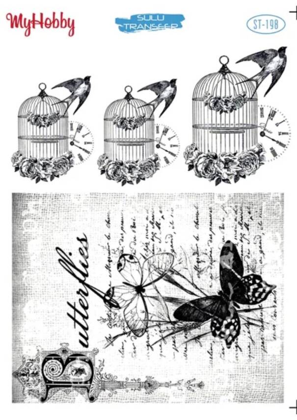 My Hobby Kuş Yazı Desenli Sulu Transfer ST-198 - 1