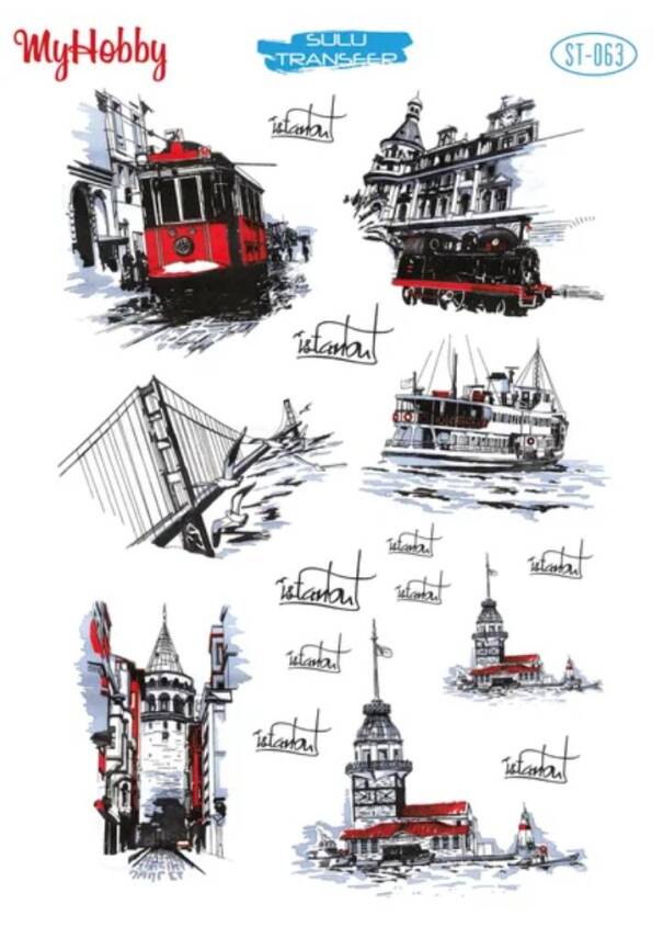 My Hobby Manzara Desenli Sulu Transfer ST-063 - 1