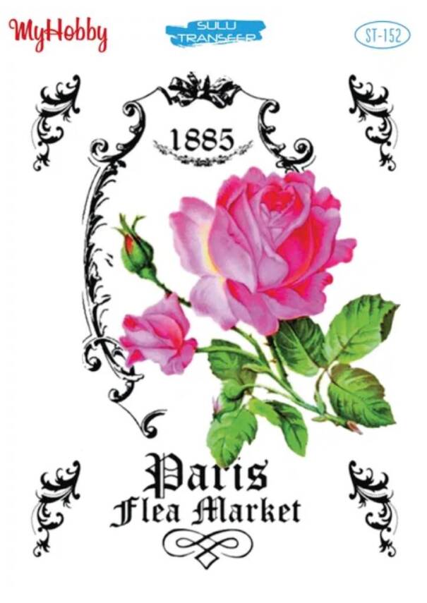 My Hobby Yazı ve Çiçek Desenli Sulu Transfer ST-152 - 1