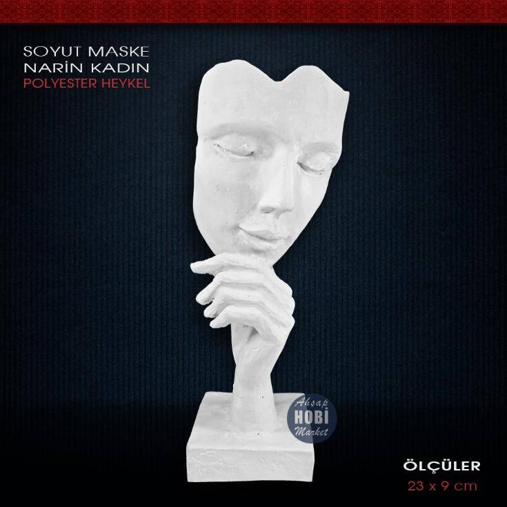 Narin Kadın Soyut Maske Heykeli (23x9cm) Ham Polyester - 1