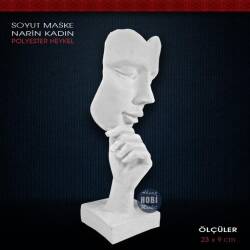 Narin Kadın Soyut Maske Heykeli (23x9cm) Ham Polyester - Tual Hobi Sanat (1)