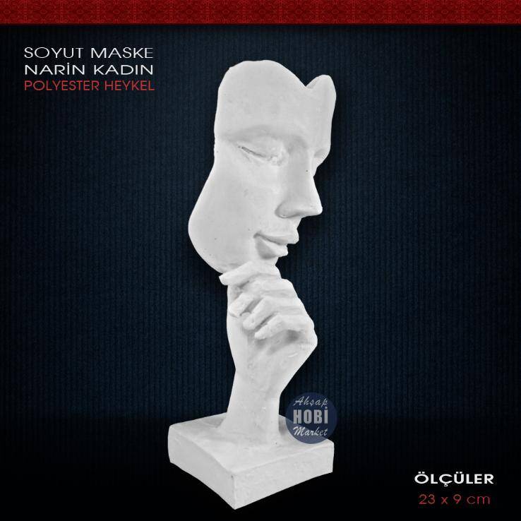 Narin Kadın Soyut Maske Heykeli (23x9cm) Ham Polyester - 2