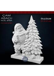 Noel Baba Heykeli Çam Ağaçlı (29x22 cm) Ham Polyester - Tual Hobi Sanat
