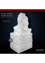 Noel Baba Heykeli Hediye Kutulu Büyük (38x19 cm) Ham Polyester - Tual Hobi Sanat (1)