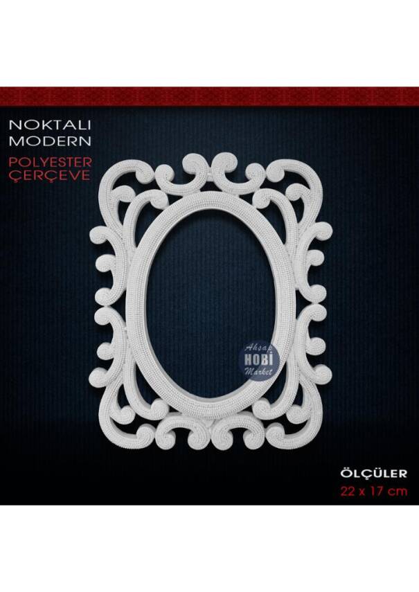 Noktalı Modern Çerçeve Orta Boy (22X17 cm) Ham Polyester - 1