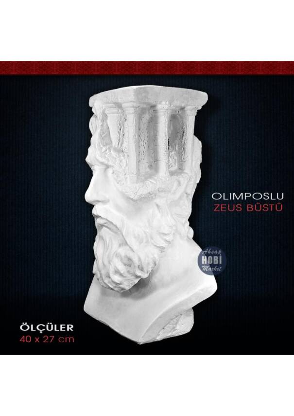 Olimposlu Zeus Büst Heykeli Polyester (40x27cm) - 2