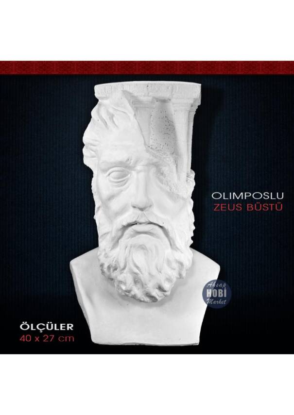 Olimposlu Zeus Büst Heykeli Polyester (40x27cm) - 1