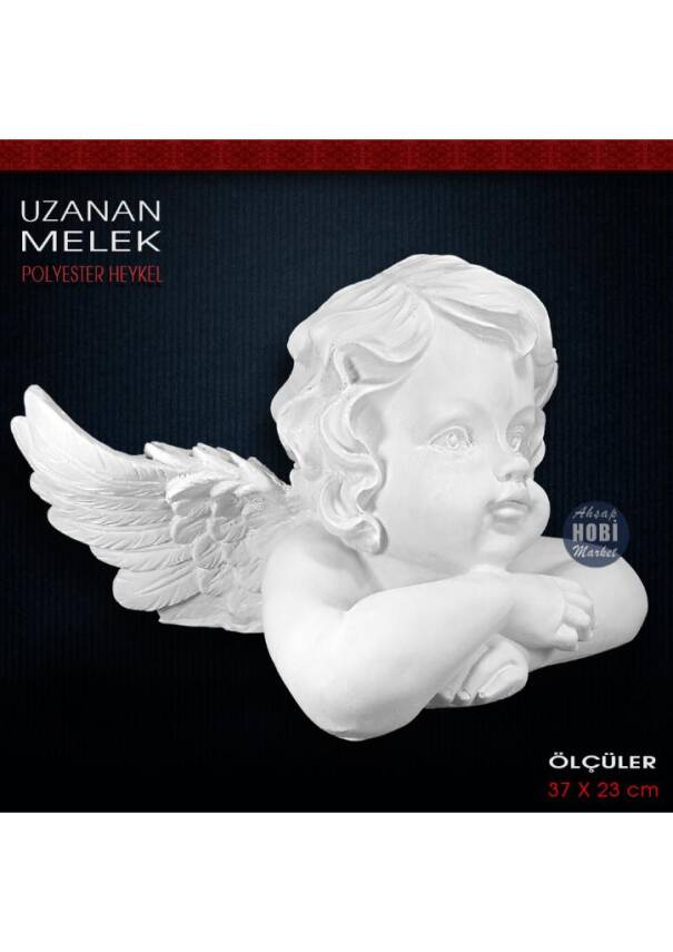 Öne Uzanan Melek Heykeli (37x23 cm) Ham Polyester - 1