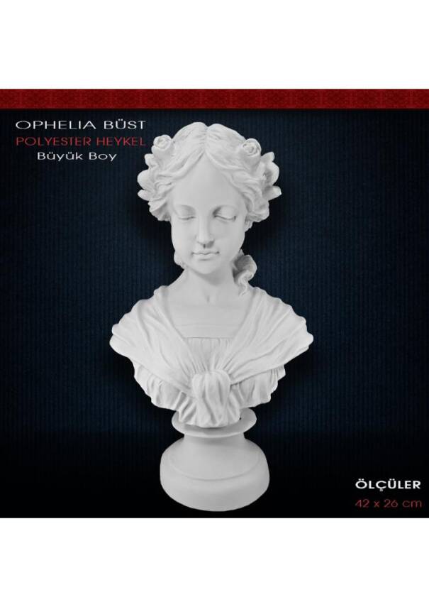Ophelia Büst Heykeli (42x26cm) Ham Polyester - 1