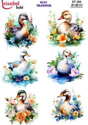 Ördek Desenli Sulu Transfer Kağıdı STI-360 - Tual Hobi Craft İst