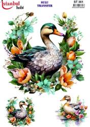 Ördek Desenli Sulu Transfer Kağıdı STI-361 - Tual Hobi Craft İst