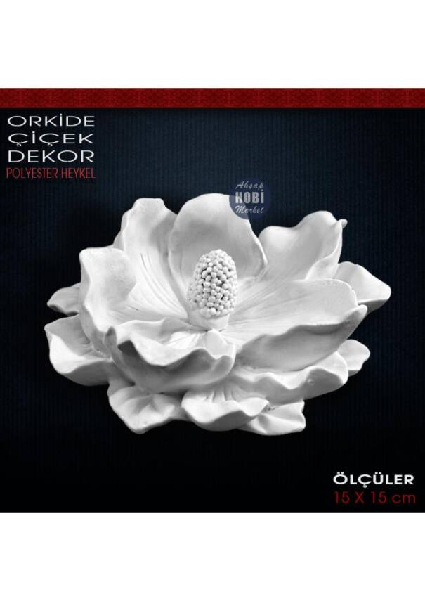 Orkide Çiçek Dekor Biblo (15x15 cm) Ham Polyester - 1