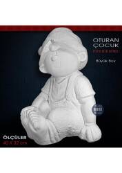Oturan Çocuk Heykeli Büyük Boy (40x32 cm) Ham Polyester - Tual Hobi Sanat